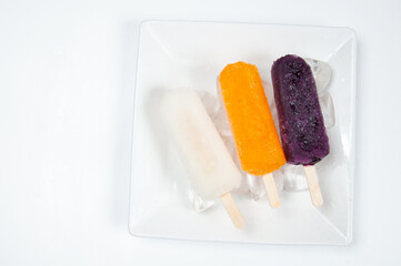 ice creams on a white background.