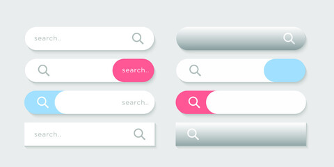 Search Bar buttons and Magnifying Glass Icon Design.