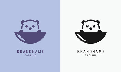 Panda Logo Design Combination With Bowl ,Funny Chinese food illustration Vector Template