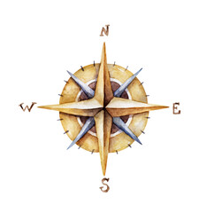 Compass watercolor. Peace, symbolism. Navigation, cardinal directions. Reference point - 517241330