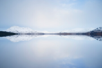 Naklejka na ściany i meble Peaceful calm lake during winter at Glencoe