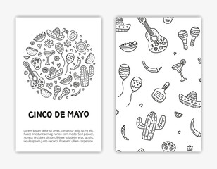 Card templates with Cinco de mayo icons.