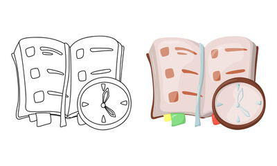 Set of Checklist vector illustrations isolated on white background in line art flat color cartoon style.