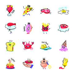 Bundle of Trendy Food Doodle Stickers 


