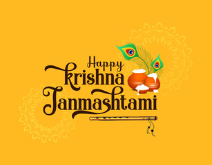 Janmashtami typography, lord Krishna  religious festival