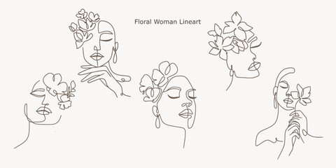 Handrawn Minimalist Illustration Floral Woman 