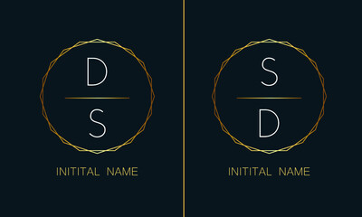 Stylish luxury logo in golden, white color with black background, Business abstract vector logo monogram template with thumbnails