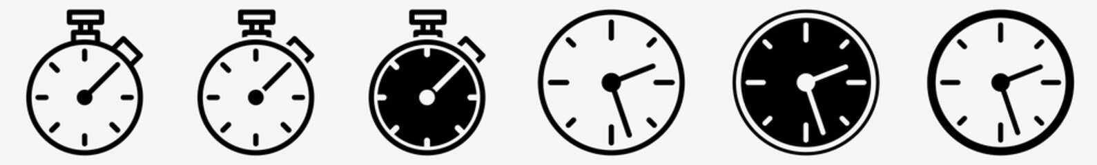 Stopwatch Clock Icon Time Stopwatch Clock Set | Stopwatch Clocks Icon Watch Vector Illustration Logo | Clock Stopwatch Icon Isolated Stopwatch Clock