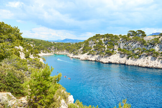 Calanque "de Port Pin" in the Calanques National Park next to Marseilles in Provence, southern France. The French Fjords.