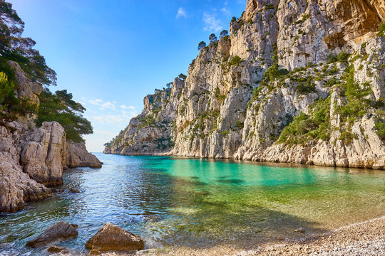 Calanque "d'En-Vau" in the Calanques National Park next to Marseilles in Provence, southern France. The French Fiords.