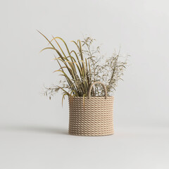 3d illustration of decorative bamboo basket isolated on white background
