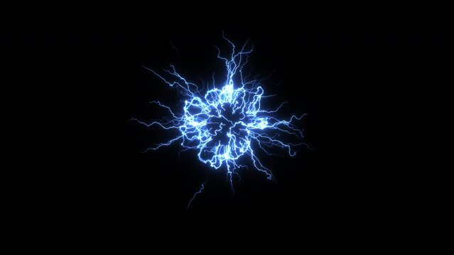 Electricity Lightning Ball Tesla Coil - Dense Bolts Arcs - Transparent Background