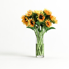3d illustration of decorative flower vase inside isolated on white background