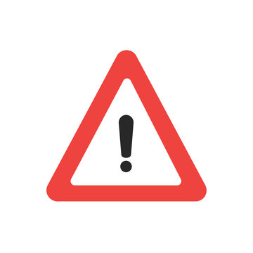 Hazard warning concept, triangle danger icon with exclamation mark, flat vector illustration