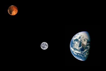 earth, moon, mars © allen