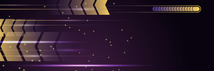 Purple technology digital banner design. Design modern luxury futuristic technology background. Game tech wide banner vector illustration. Hi tech digital communication. Abstract tech background.