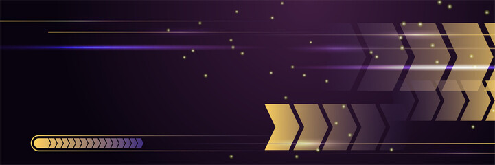 Purple technology digital banner design. Design modern luxury futuristic technology background. Game tech wide banner vector illustration. Hi tech digital communication. Abstract tech background.