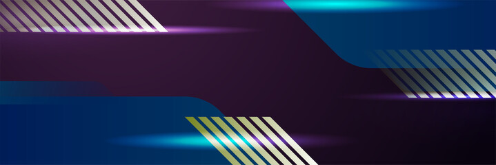 Purple technology digital banner design. Design modern luxury futuristic technology background. Game tech wide banner vector illustration. Hi tech digital communication. Abstract tech background.