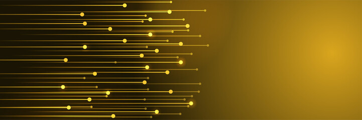 Yellow gold technology digital banner design. Design modern luxury futuristic technology background. Game tech wide banner vector illustration. Hi tech digital communication. Abstract tech background.