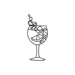 Cold summer cocktail doodle illustration in vector. Cocktail hand drawn illustration in vector. Cold lemonade doodle illustration