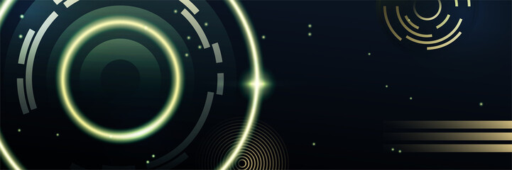 Black technology digital banner design. Design modern luxury futuristic technology background. Game tech wide banner vector illustration. Hi tech digital communication. Abstract tech background.