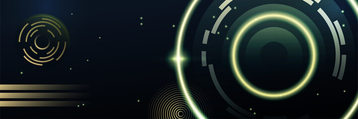 Black technology digital banner design. Design modern luxury futuristic technology background. Game tech wide banner vector illustration. Hi tech digital communication. Abstract tech background.