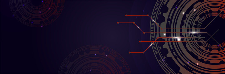 Black red technology digital banner design. Design modern luxury futuristic technology background. Game tech wide banner vector illustration. Hi tech digital communication. Abstract tech background.