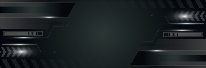 Black red technology digital banner design. Design modern luxury futuristic technology background. Game tech wide banner vector illustration. Hi tech digital communication. Abstract tech background.