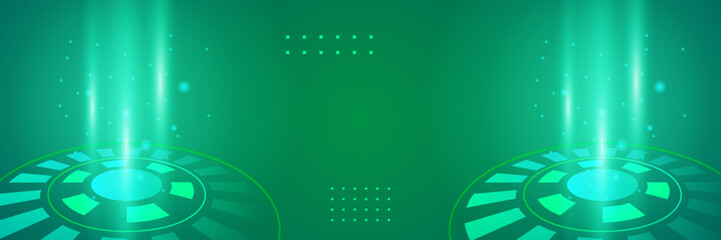 Green technology digital banner design. Design modern luxury futuristic technology background. Game tech wide banner vector illustration. Hi tech digital communication. Abstract tech background.