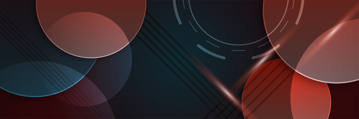 Black red technology digital banner design. Design modern luxury futuristic technology background. Game tech wide banner vector illustration. Hi tech digital communication. Abstract tech background.