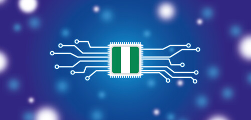 Naklejka premium Chip mit der Flagge von Nigeria