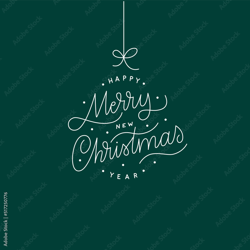 Fototapete merry christmas and happy new year simple calligraphy design for invitation and greeting card. minim