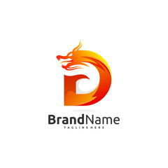 Dragon logo with letter D concept - Dragon letter logo design