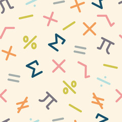Mathematical Symbols Vector Seamless Pattern