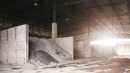 Covered ash and slag landfill, toxic waste management concept.
