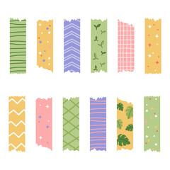 Colored decorative tape mini washi sticker decoration. Vector illustration