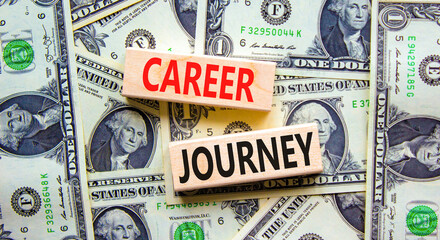 Career journey symbol. Concept words Career journey on wooden blocks on a beautiful background from...