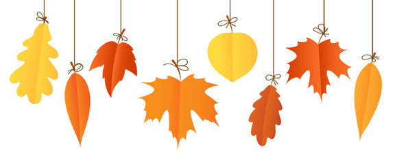 Decor of autumn leaves isolated on a white background.
