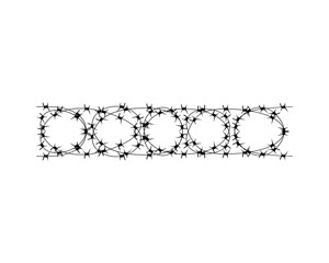 Barbed wires for fencing. Isolated elements on white background.