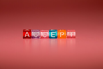 the word "accept" made up of cubes