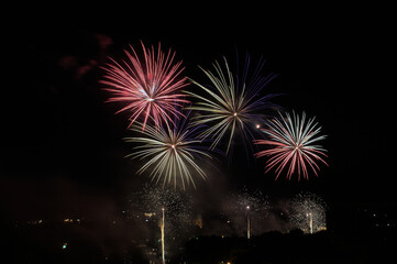 Feu d'artifice du 14 juillet à Toulouse, France.