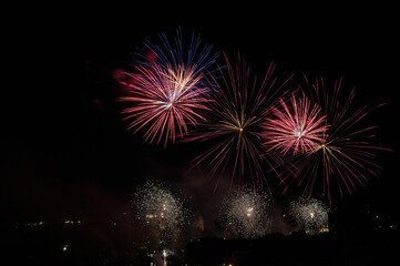 Feu d'artifice du 14 juillet à Toulouse, France.