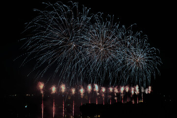 Feu d'artifice du 14 juillet à Toulouse, France.