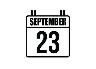 23 September calendar. Simple calendar page for the month of September. Black vector on white background.