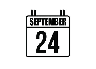 24 September calendar. Simple calendar page for the month of September. Black vector on white background.
