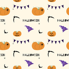 Pumpkins with bats pattern