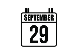 29 September calendar. Simple calendar page for the month of September. Black vector on white background.