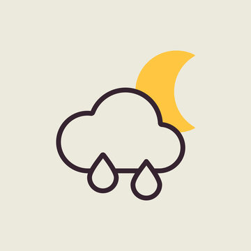 recommend clip art: Raincloud with raindrops moon vector flat icon