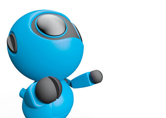 tiny robot in white background with copy space