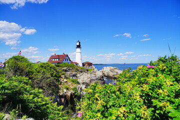 The Portland Lighthouse in Cape Elizabeth, Maine, USA